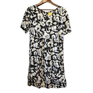 Floral Black and‎ White Dress Short Sleeve Casual Chic Print